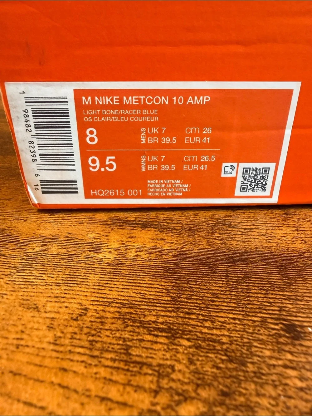 Nike Gray and Orange Camouflage Metcons Knit Trainers with Blue Swoosh NoLid Box